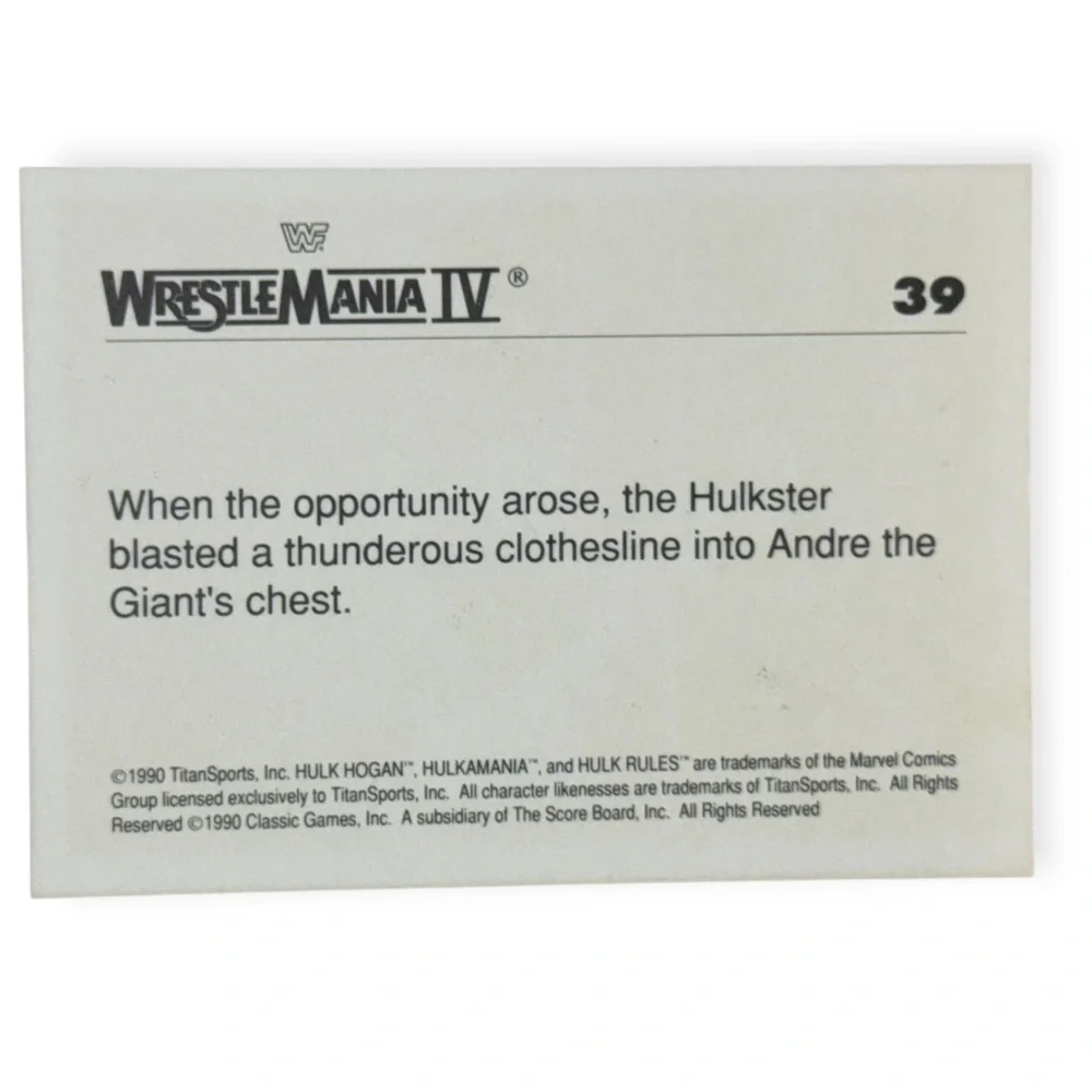 WrestleMania Hulk Hogan Clothesline Andre the Giant‎ Trading Card #39